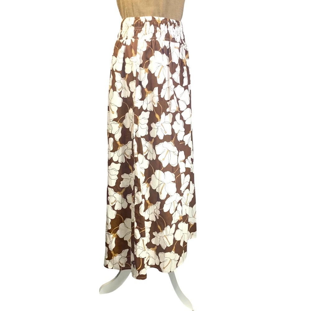 Faithfull the Brand Medium Kiera Floral Midi Skirt Hibiscus Bastia Elastic Waist - Picture 4 of 14